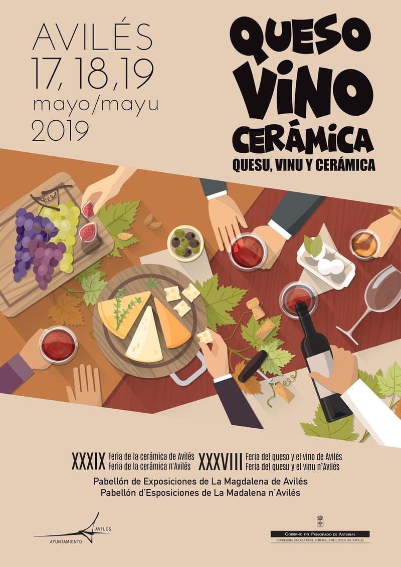 Cartel festival queso vino y ceramica aviles 2019