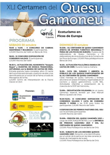 Programa XLI CERTAMEN DE QUESO GAMONEU 2021 Programa XLI CERTAMEN DE QUESO GAMONEU 2021