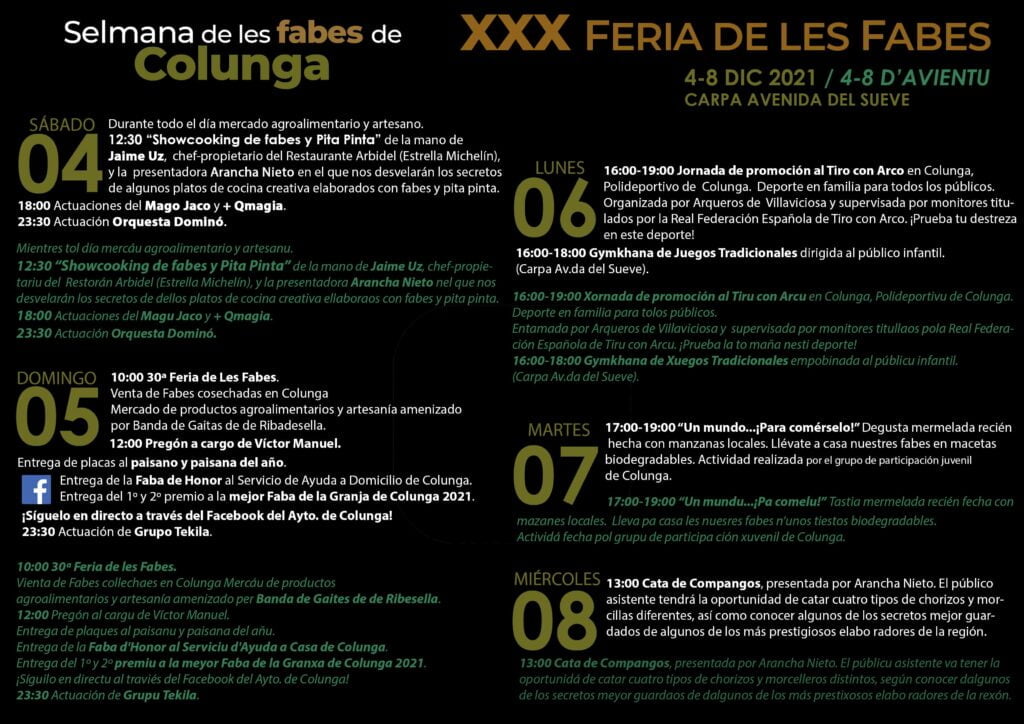 XXX Jornadas Gastronómicas de les fabes de Colunga 2021 jornadas gastronomicas de las fabas 1