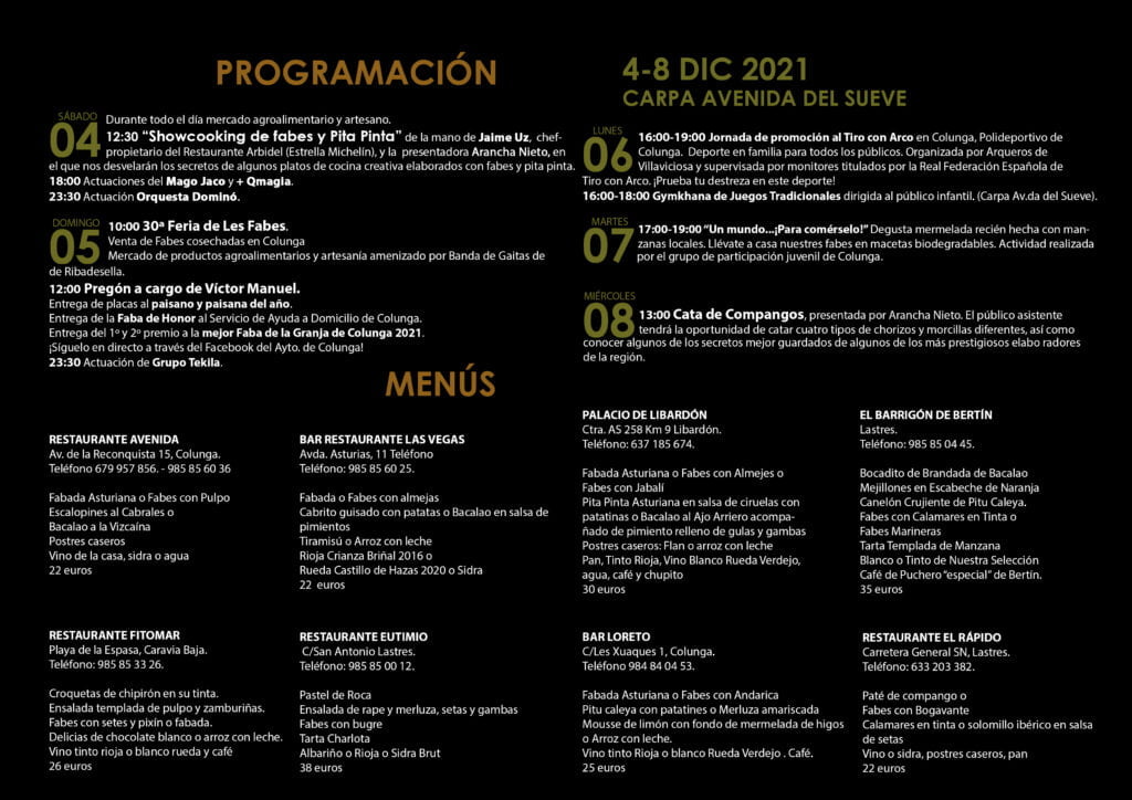 XXX Jornadas Gastronómicas de les fabes de Colunga 2021 xornaes gastronomiques de les fabes colunga