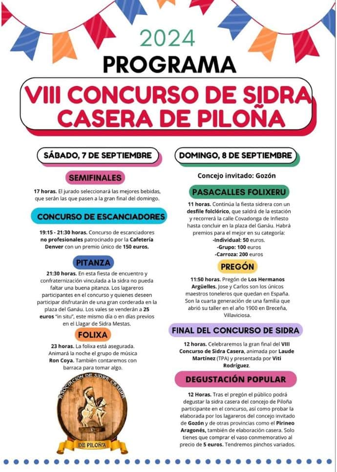 Programa concurso de sidra casera Piloña 2024
